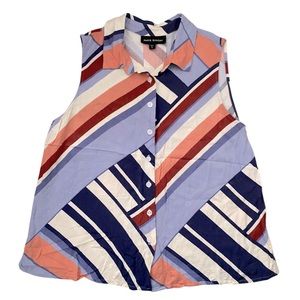 Paris Sunday Retro Button Down Tank Top Blouse